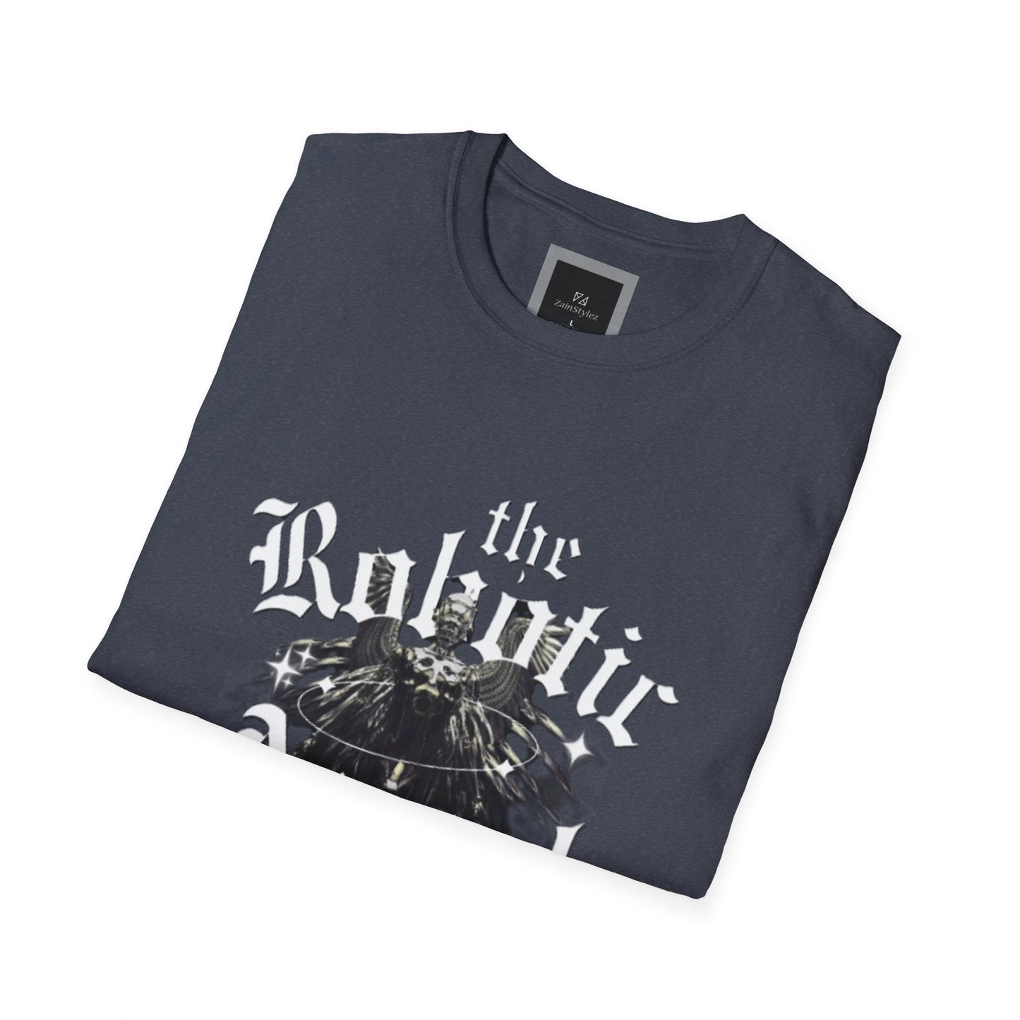 Gothic Graphic Tee | The Robotic Angel | Softstyle T-Shirt | Vintage Streetwear | Art Lover Gift | Casual Outfit Essential