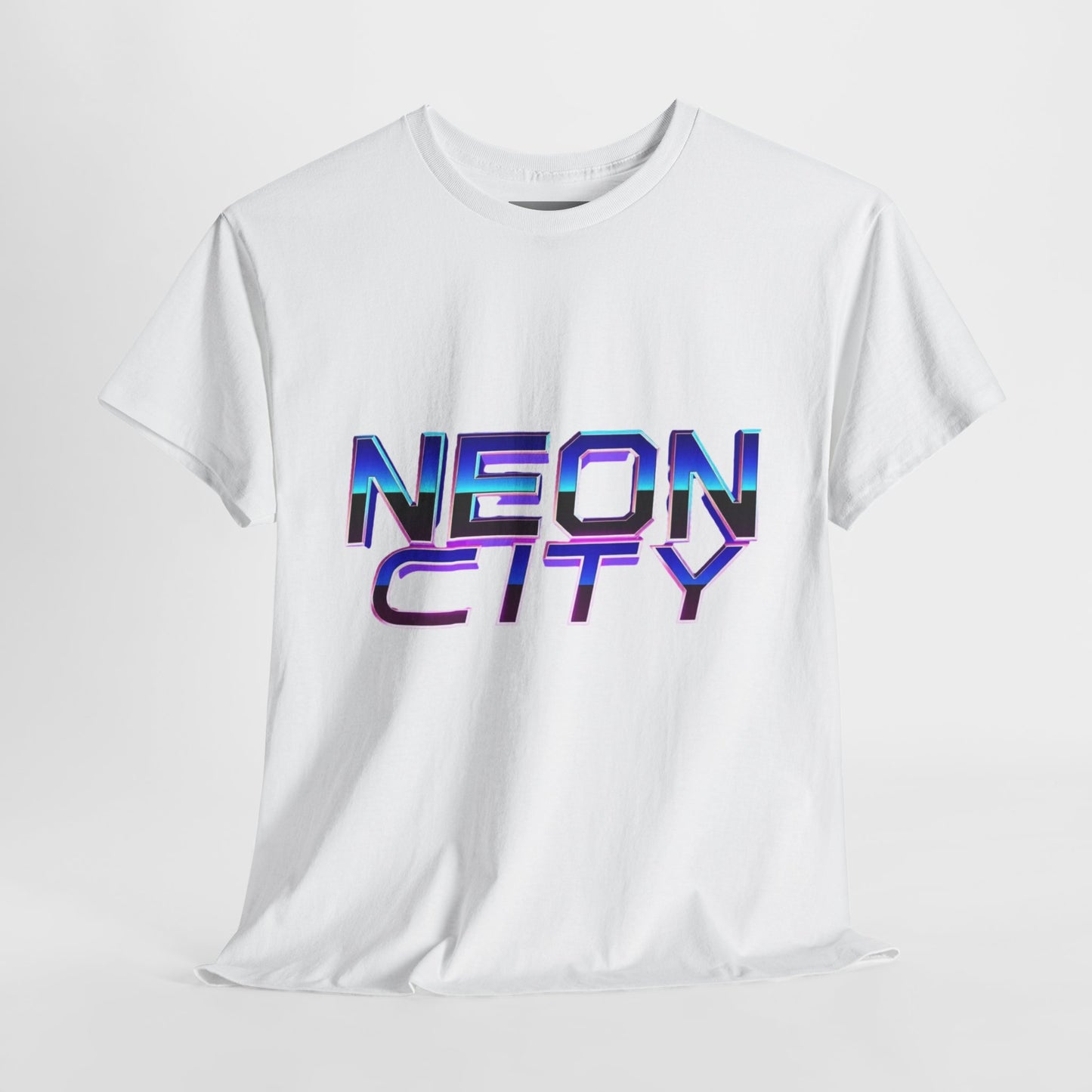 Neon City Heavy Cotton Tee | Retro Graphic Tee, Streetwear Shirt, Gamer Apparel, Festival Clothing, Gift for Him/Her