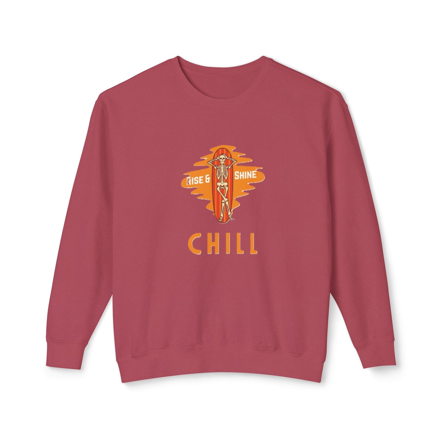 Chill Lightweight Crewneck Sweatshirt, Rise & Shine Graphic, Cozy Lounge Wear, Perfect Gift for Any Occasion, Trendy Fall Fashion