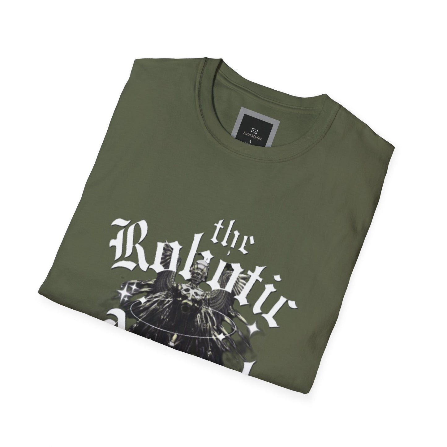 Gothic Graphic Tee | The Robotic Angel | Softstyle T-Shirt | Vintage Streetwear | Art Lover Gift | Casual Outfit Essential