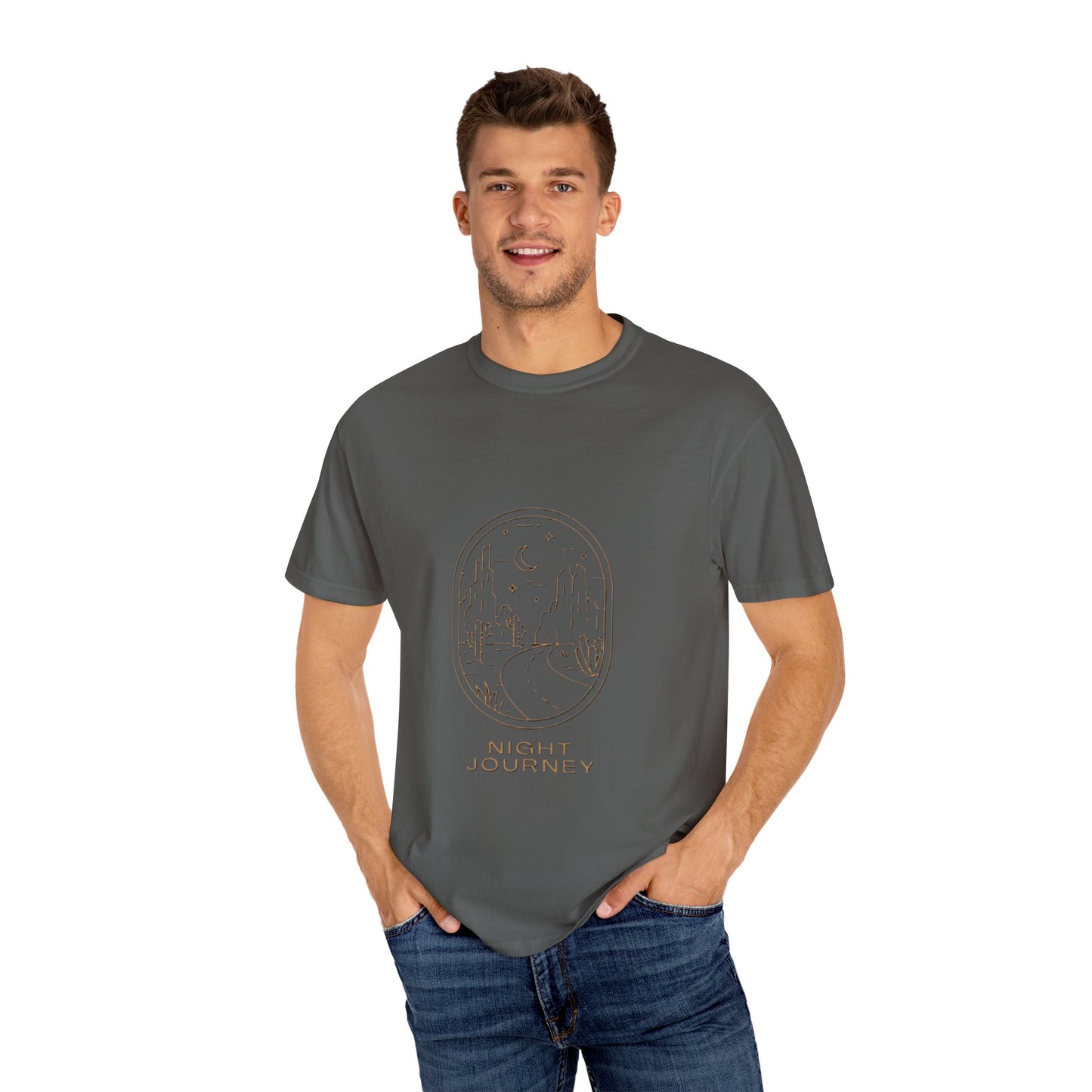 Night Journey Garment-Dyed T-Shirt, Bohemian Tee, Travel Shirt, Adventure Apparel, Gift for Wanderers, Night Sky Fashion