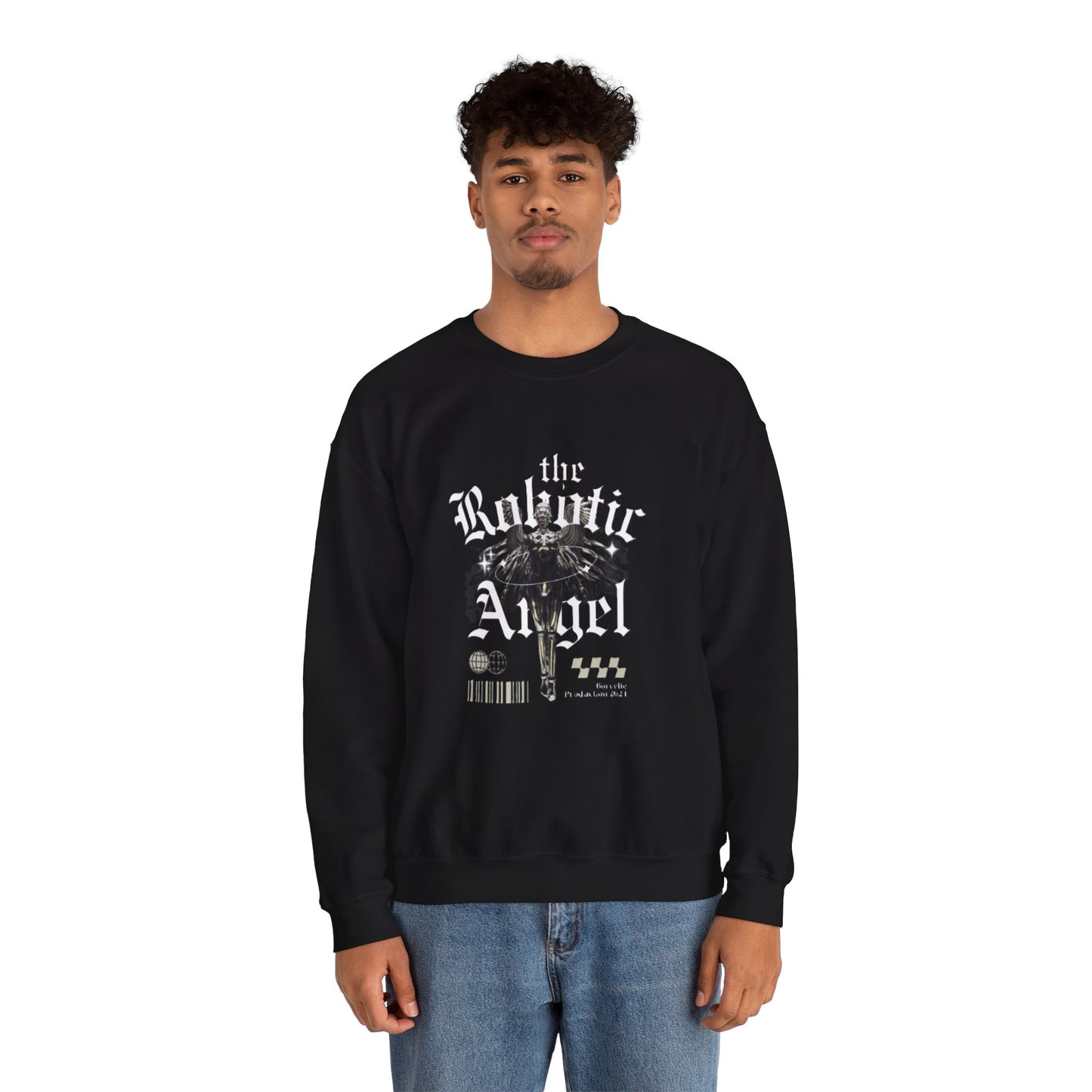 Robotic Angel Sweatshirt, Cozy Crewneck, Unique Graphic Sweatshirt, Perfect Gift, Trendy Streetwear, Perfect for Every Season