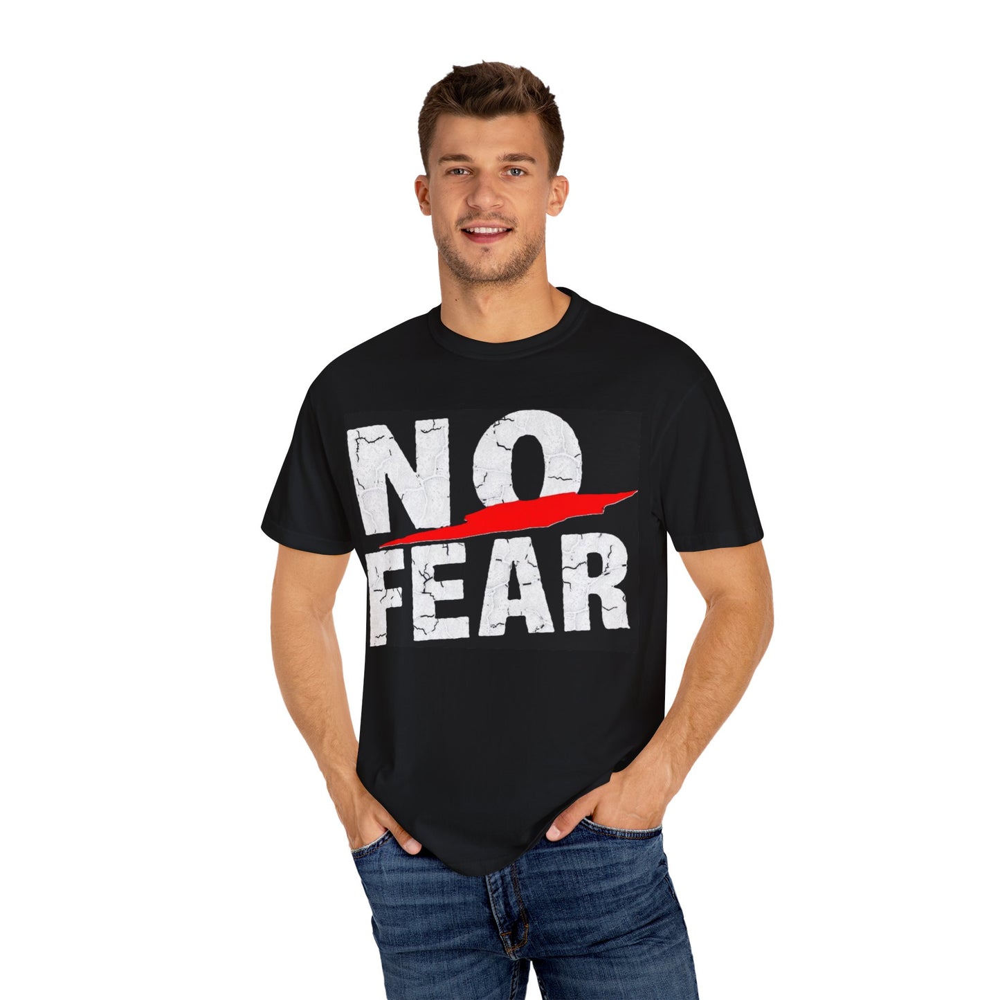 Garment-Dyed T-Shirt with Bold Red Design - Casual Streetwear, Graphic Tee, Everyday Wear, Gift for Him/Her, Artsy Vibes