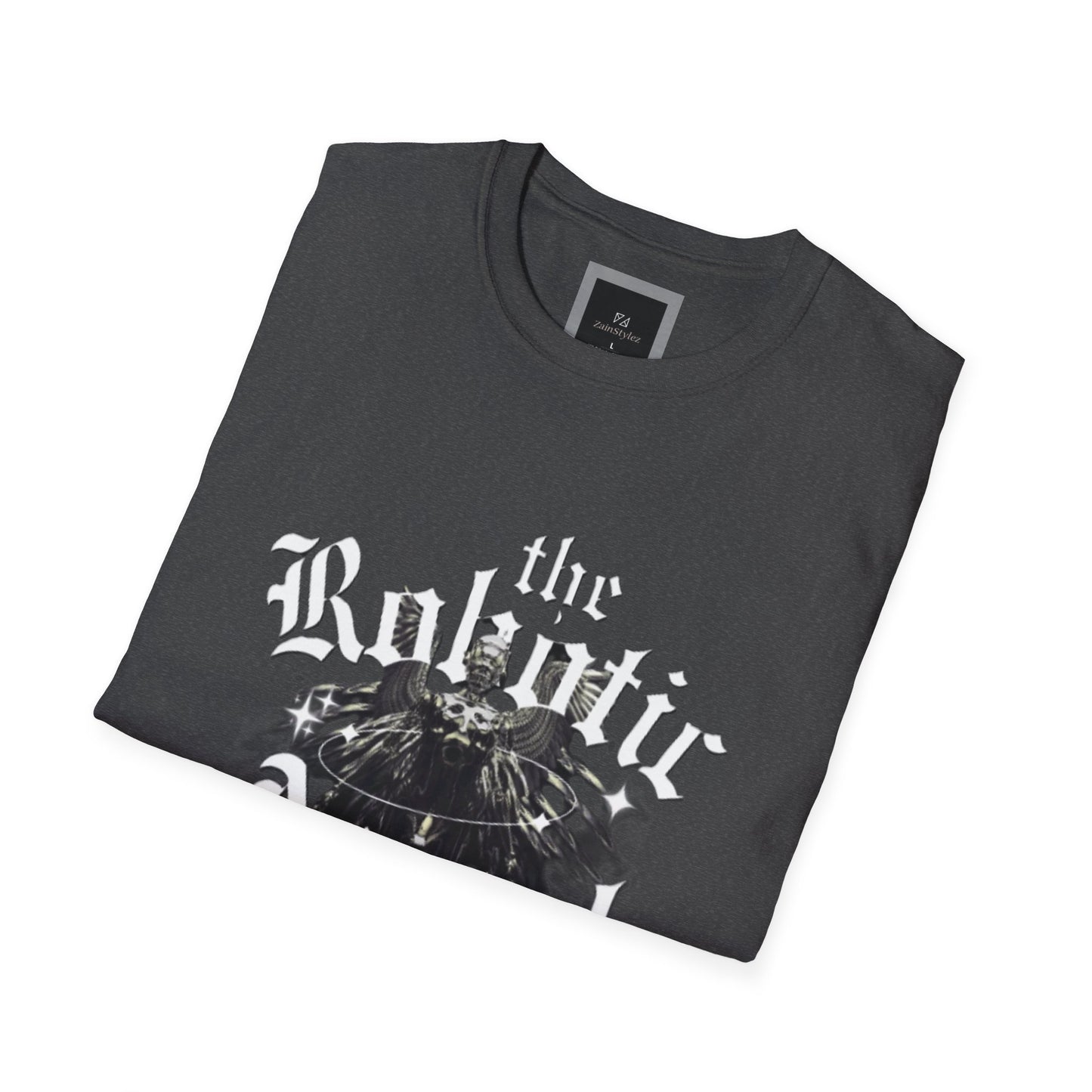 Gothic Graphic Tee | The Robotic Angel | Softstyle T-Shirt | Vintage Streetwear | Art Lover Gift | Casual Outfit Essential