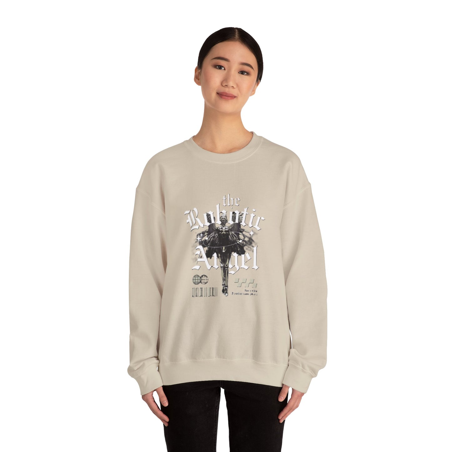 Robotic Angel Sweatshirt, Cozy Crewneck, Unique Graphic Sweatshirt, Perfect Gift, Trendy Streetwear, Perfect for Every Season