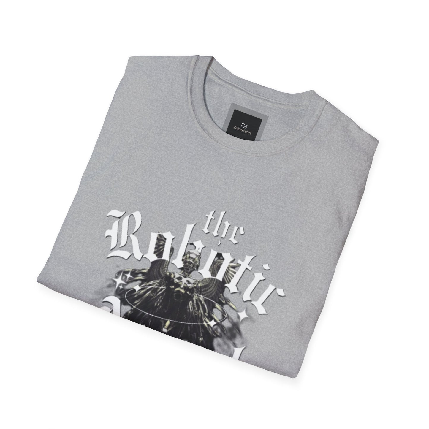 Gothic Graphic Tee | The Robotic Angel | Softstyle T-Shirt | Vintage Streetwear | Art Lover Gift | Casual Outfit Essential