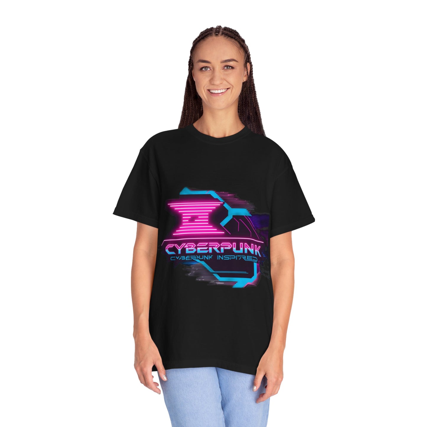 Cyberpunk Garment-Dyed T-shirt, Futuristic Graphic Tee, Casual Wear, Streetwear, Gift for Tech Lovers, Retro Inspired Fashion