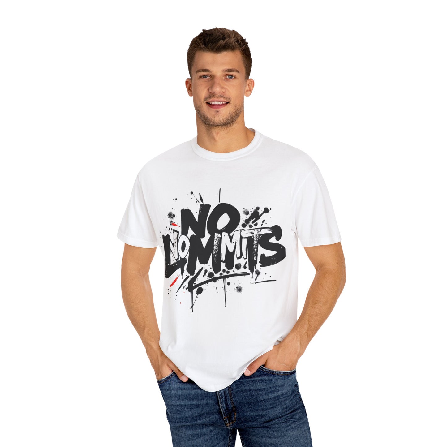 No Limits Garment-Dyed T-Shirt | Bold Graphic Tee for Everyday Wear, Streetwear, Gift for Him/Her, Casual Style