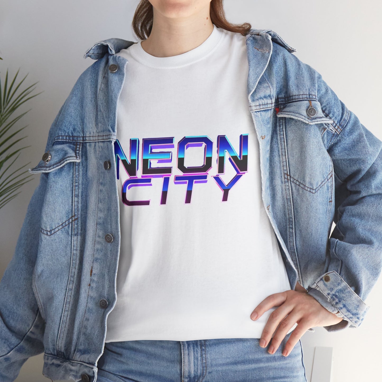 Neon City Heavy Cotton Tee | Retro Graphic Tee, Streetwear Shirt, Gamer Apparel, Festival Clothing, Gift for Him/Her