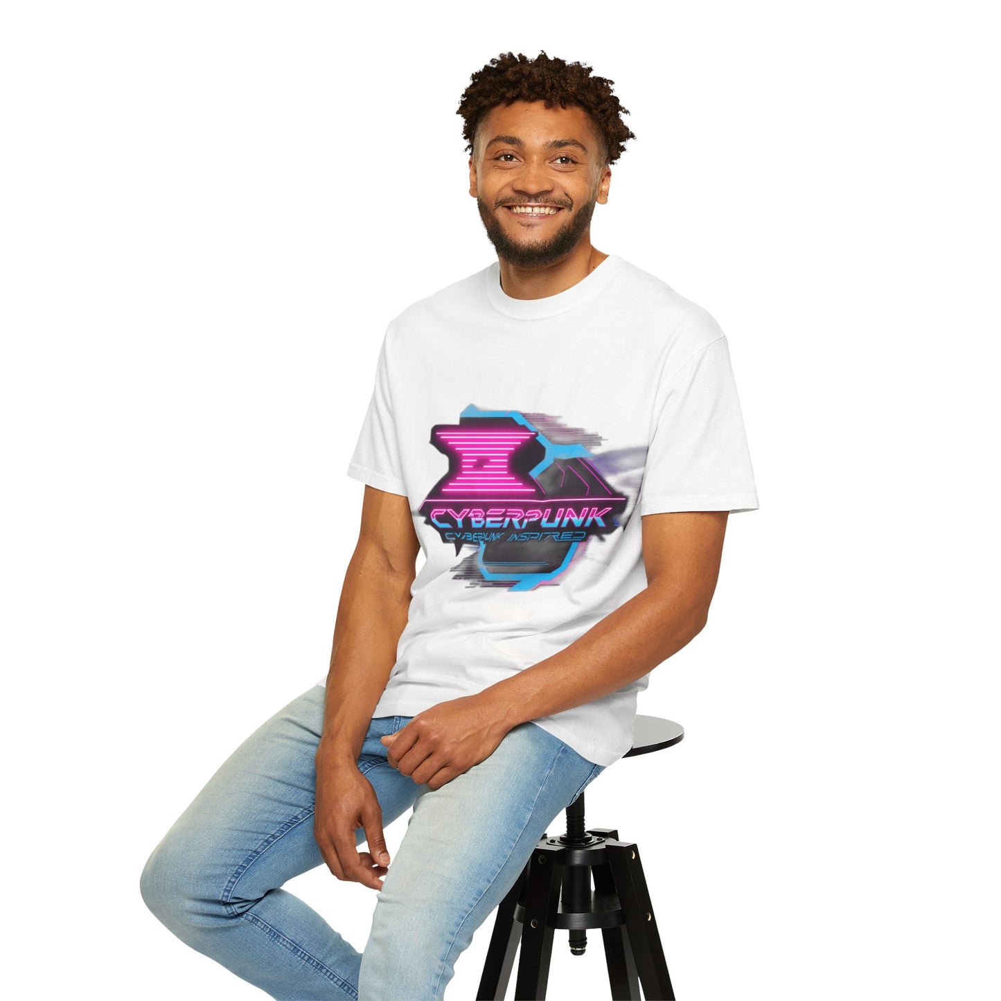 Cyberpunk Garment-Dyed T-shirt, Futuristic Graphic Tee, Casual Wear, Streetwear, Gift for Tech Lovers, Retro Inspired Fashion