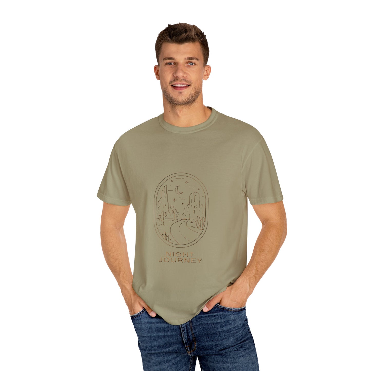 Night Journey Garment-Dyed T-Shirt, Bohemian Tee, Travel Shirt, Adventure Apparel, Gift for Wanderers, Night Sky Fashion