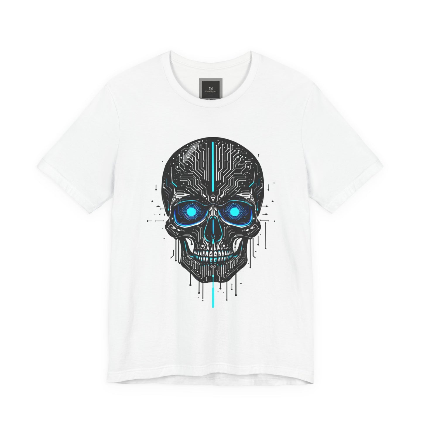 Futuristic Skull Graphic Tee, Cyberpunk Apparel, T-Shirt for Tech Lovers, Unique Gift for Halloween, Edgy Streetwear