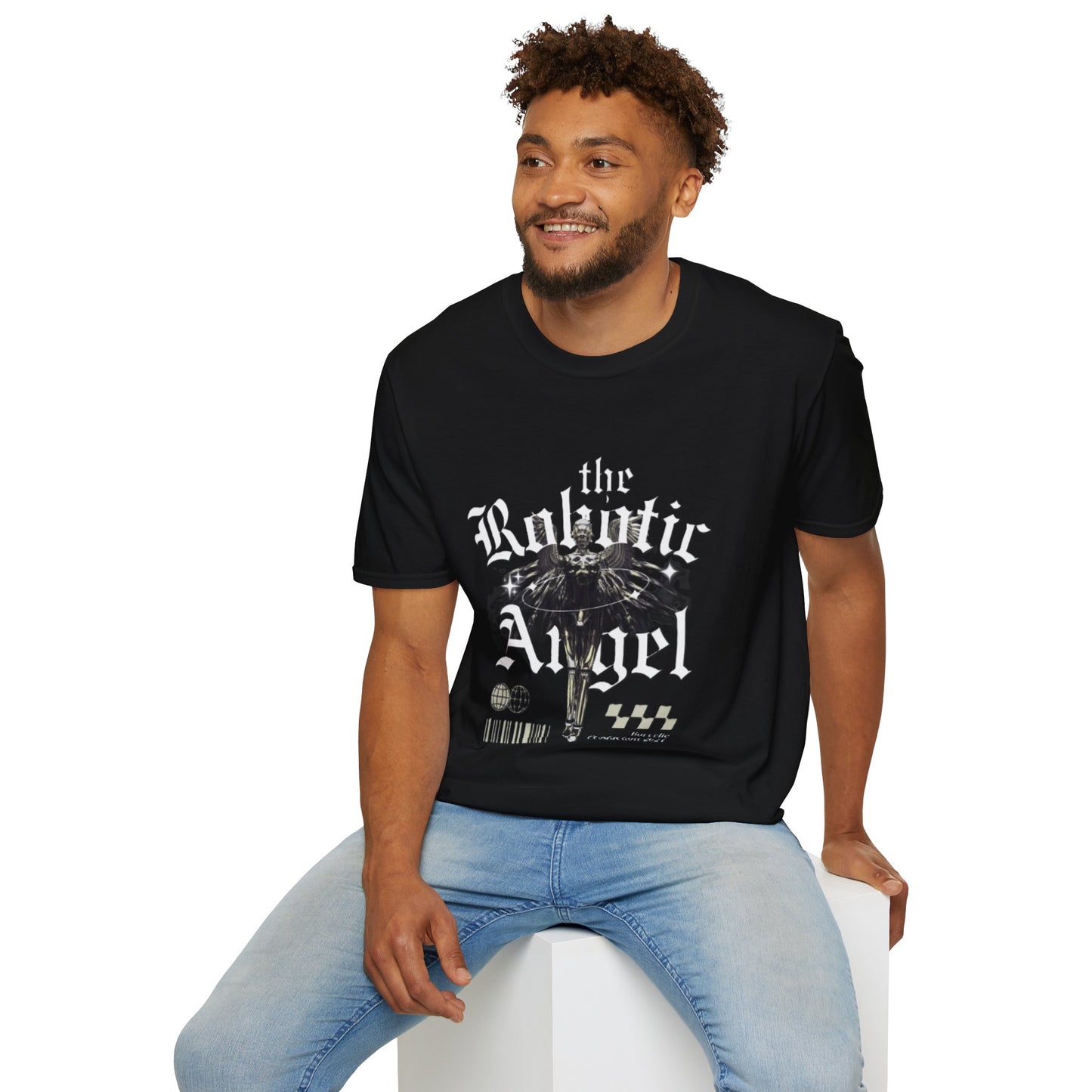Gothic Graphic Tee | The Robotic Angel | Softstyle T-Shirt | Vintage Streetwear | Art Lover Gift | Casual Outfit Essential