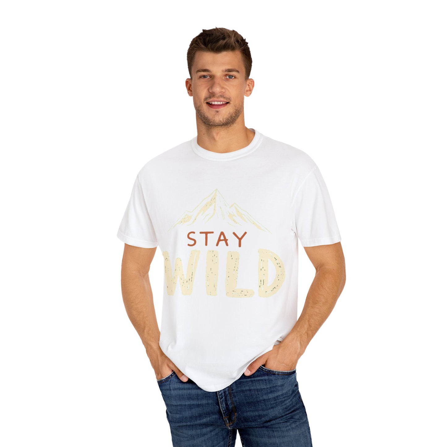 Stay Wild Garment-Dyed T-Shirt, Adventure Tee, Nature Lover Gift, Outdoor Apparel, Casual Wear, Travel Shirt