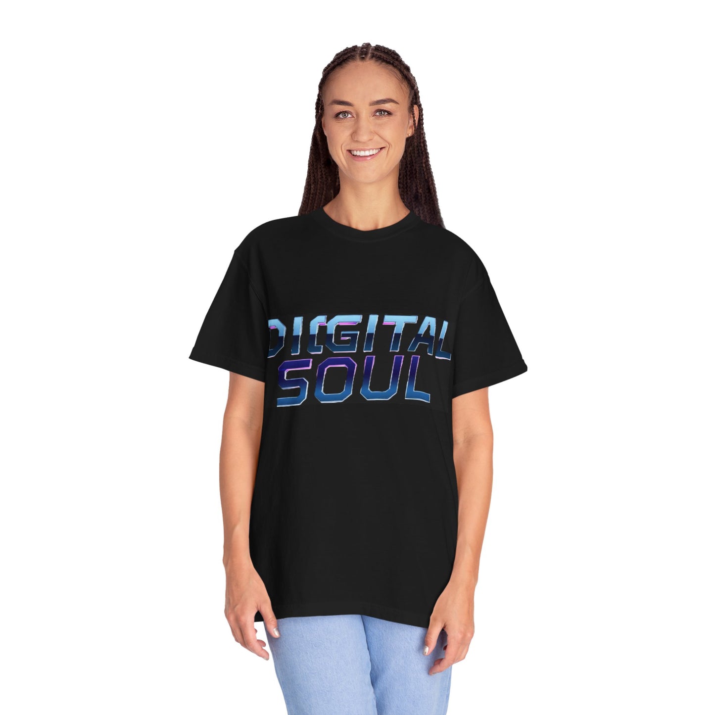 Digital Soul Garment-Dyed T-Shirt, Trendy Graphic Tee, Unique Fashion Statement, Gifts for Tech Lovers, Casual Everyday Wear