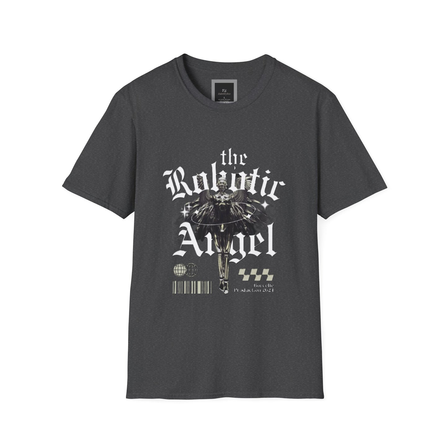 Gothic Graphic Tee | The Robotic Angel | Softstyle T-Shirt | Vintage Streetwear | Art Lover Gift | Casual Outfit Essential