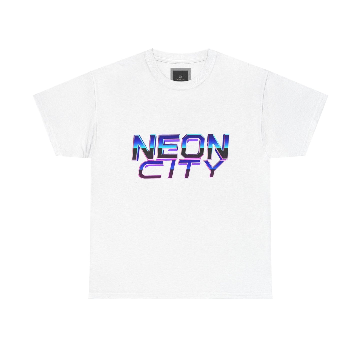 Neon City Heavy Cotton Tee | Retro Graphic Tee, Streetwear Shirt, Gamer Apparel, Festival Clothing, Gift for Him/Her