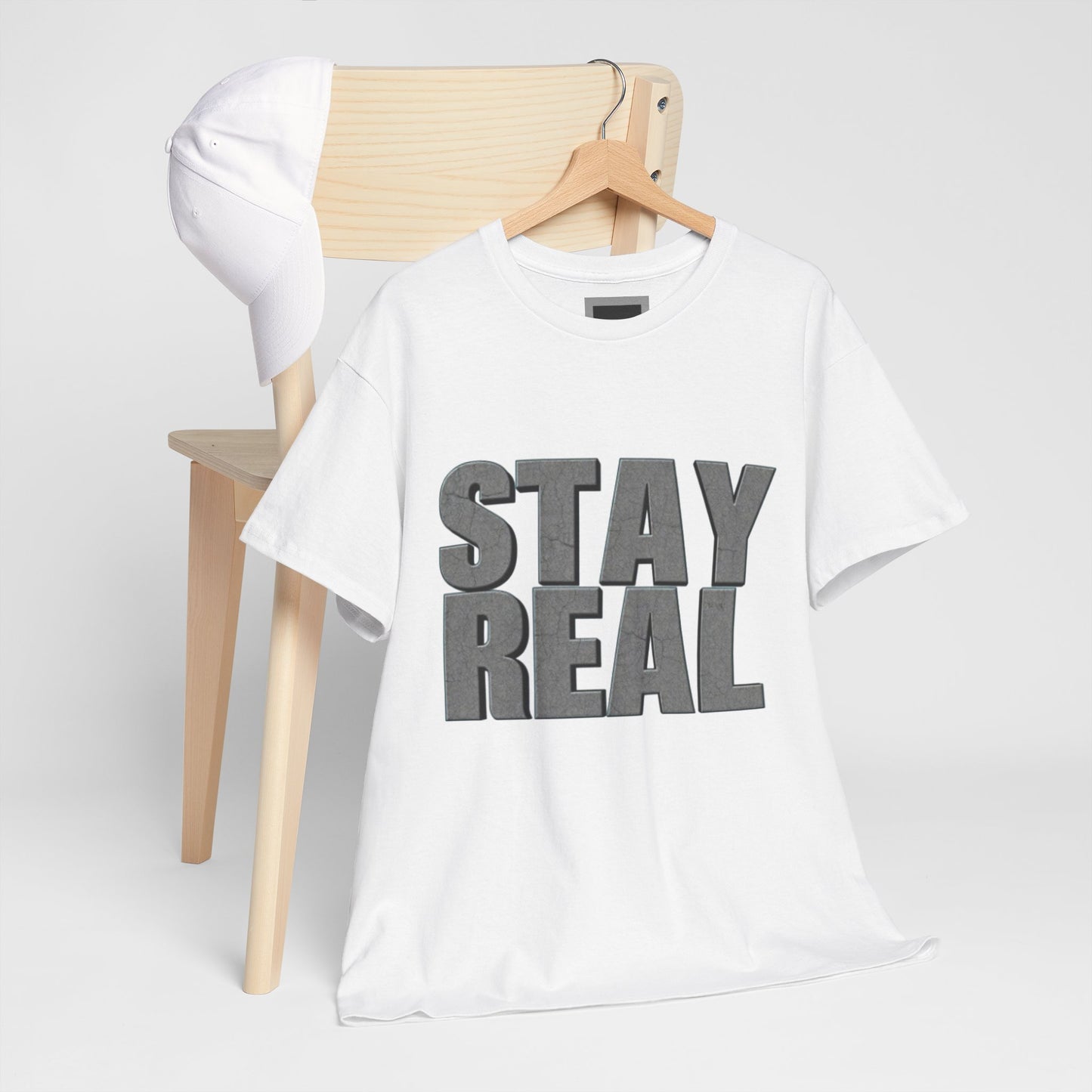 Heavy Cotton Tee - Stay Real | Casual Tee, Gift for Friends, Everyday Wear, Motivation Shirt, Unisex Clothing