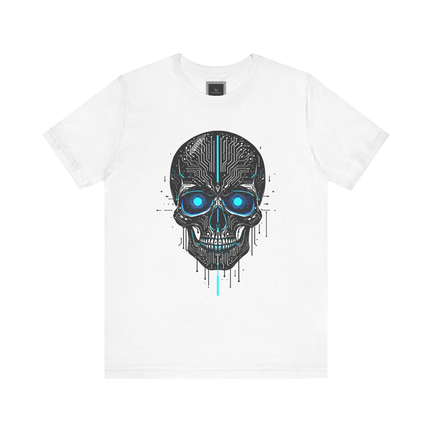 Futuristic Skull Graphic Tee, Cyberpunk Apparel, T-Shirt for Tech Lovers, Unique Gift for Halloween, Edgy Streetwear