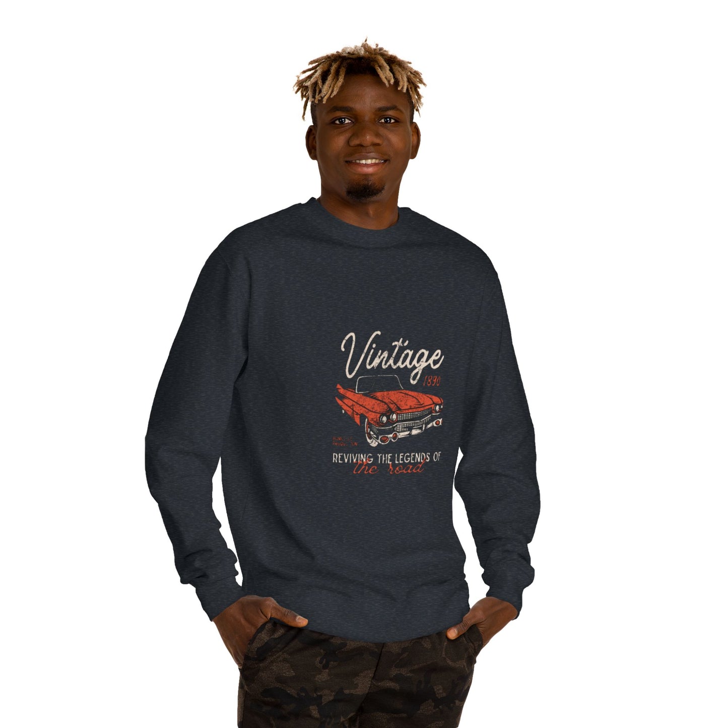 Vintage Car Crew Neck Sweatshirt - Retro Auto Design, Gift for Car Enthusiasts, Classic Car Lover, Vintage Apparel