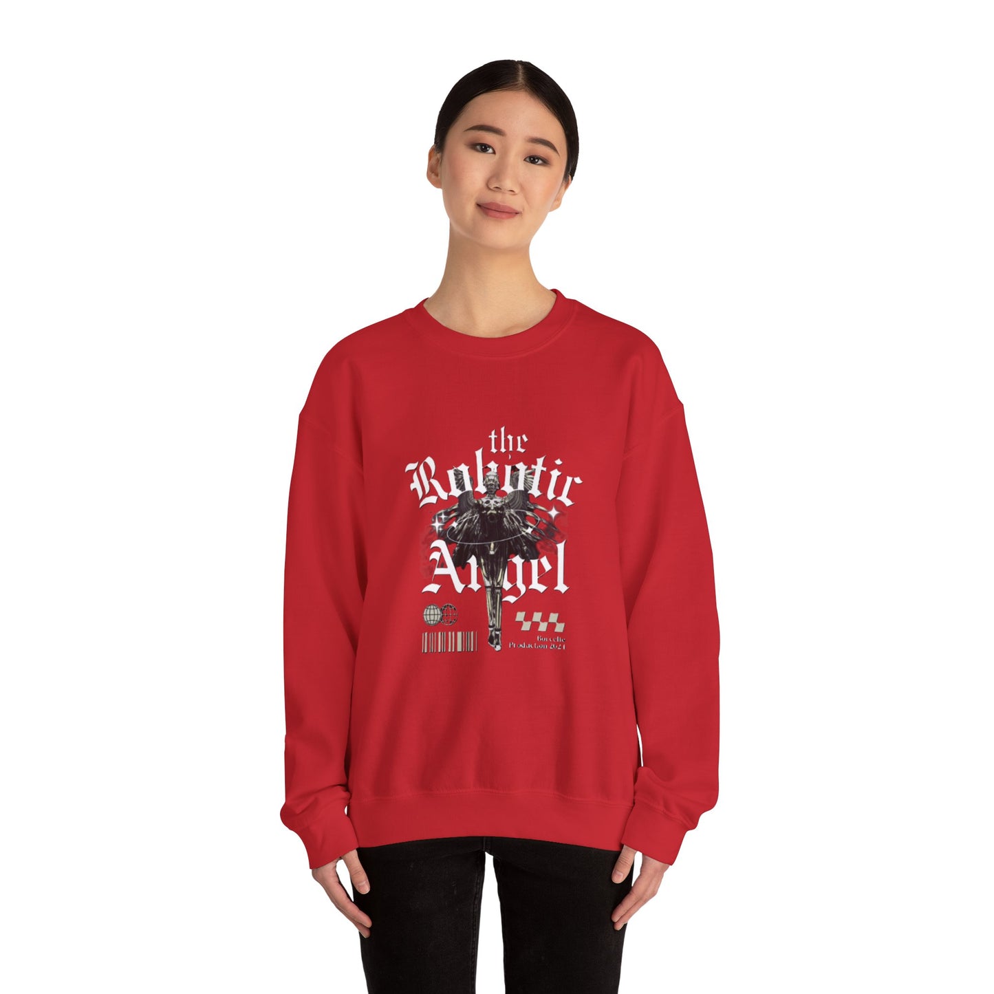 Robotic Angel Sweatshirt, Cozy Crewneck, Unique Graphic Sweatshirt, Perfect Gift, Trendy Streetwear, Perfect for Every Season
