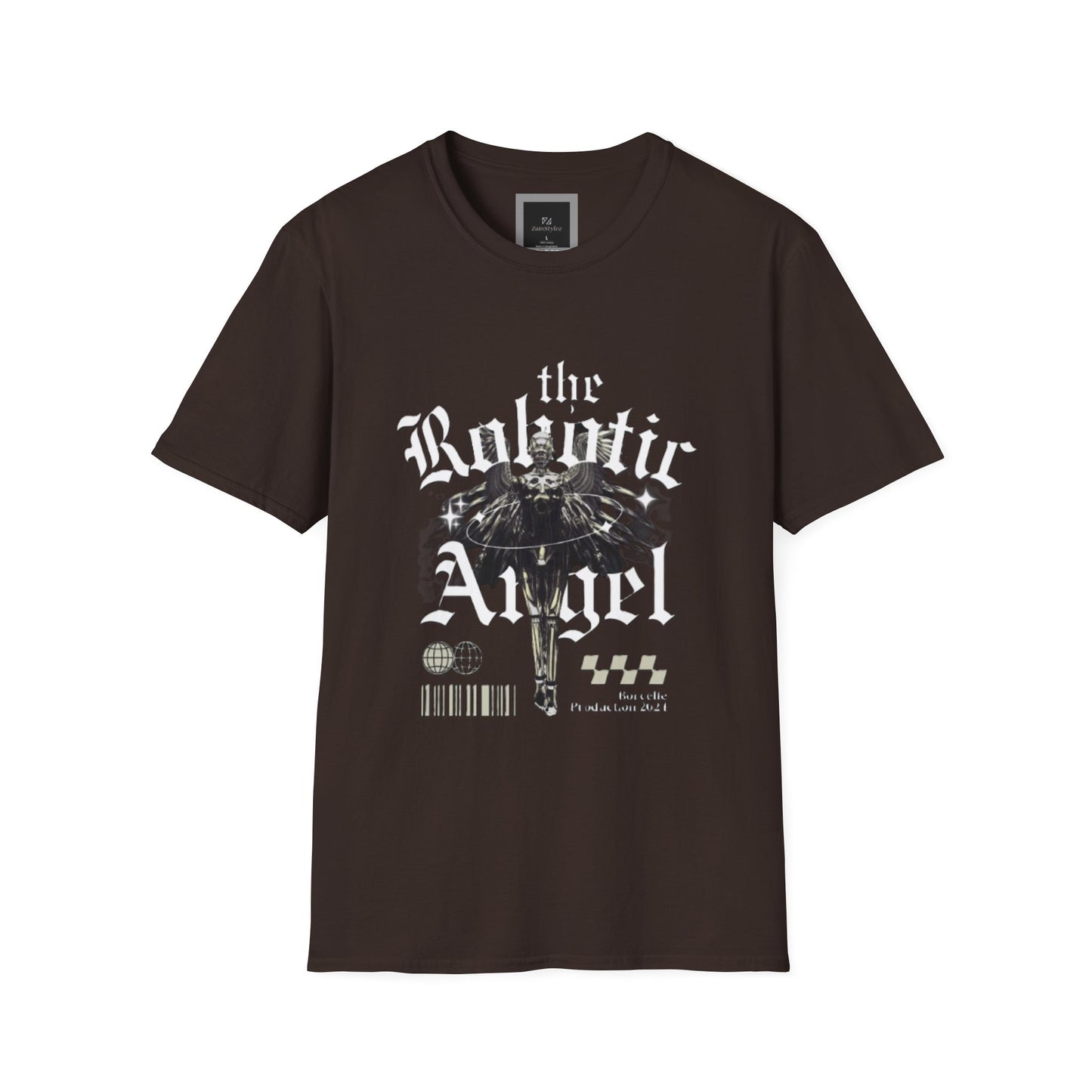 Gothic Graphic Tee | The Robotic Angel | Softstyle T-Shirt | Vintage Streetwear | Art Lover Gift | Casual Outfit Essential