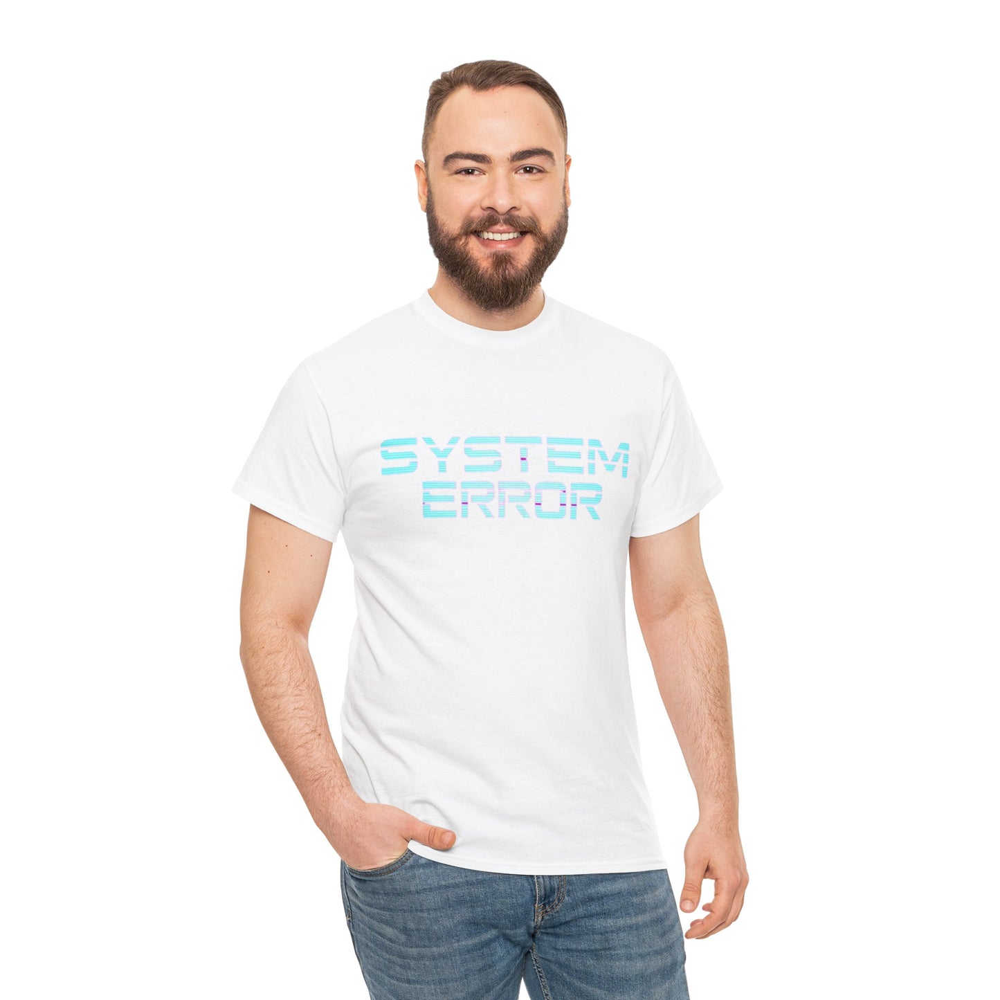 System Error Heavy Cotton Tee, Retro Graphic Shirt, Tech Humor Tee, Casual Everyday Wear, Gift for Geeks, Unique Statement T-Shirt