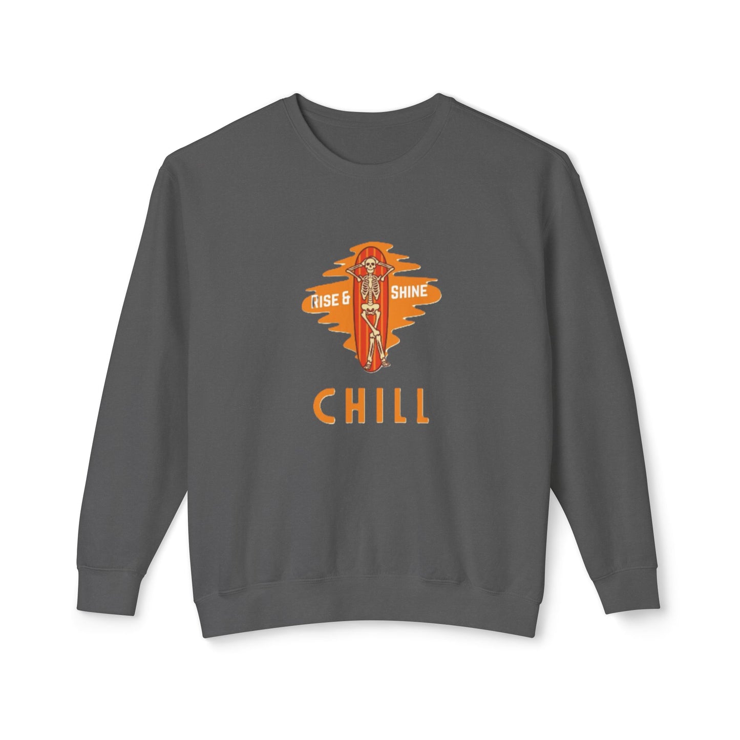 Chill Lightweight Crewneck Sweatshirt, Rise & Shine Graphic, Cozy Lounge Wear, Perfect Gift for Any Occasion, Trendy Fall Fashion