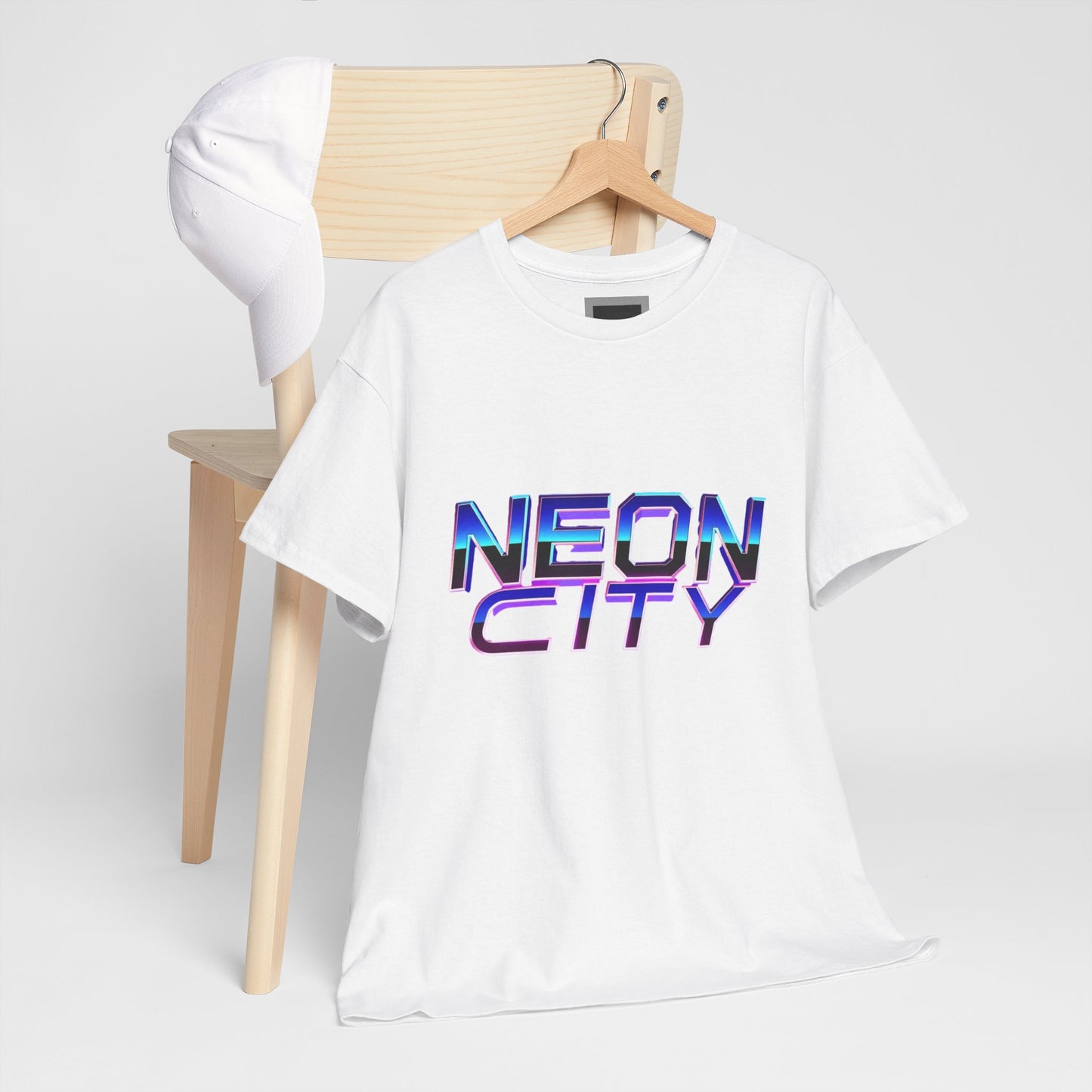Neon City Heavy Cotton Tee | Retro Graphic Tee, Streetwear Shirt, Gamer Apparel, Festival Clothing, Gift for Him/Her