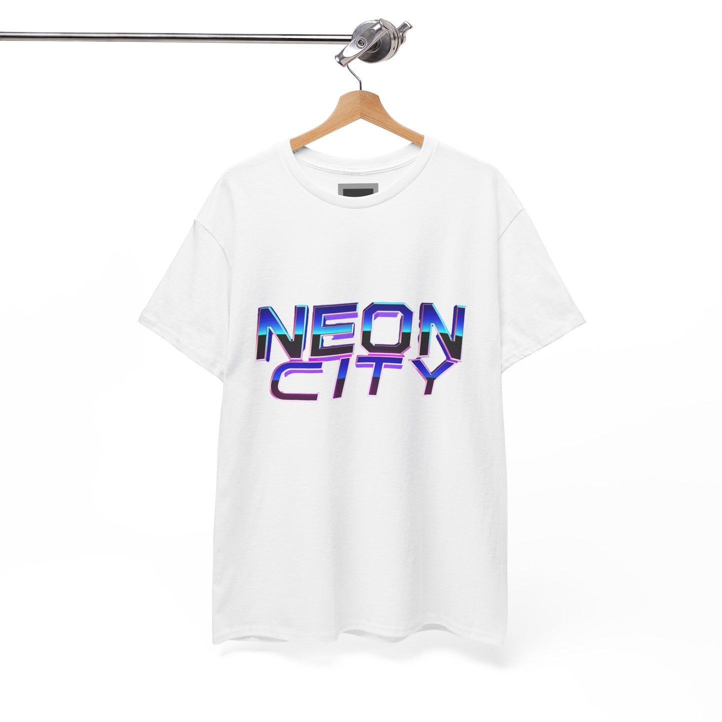 Neon City Heavy Cotton Tee | Retro Graphic Tee, Streetwear Shirt, Gamer Apparel, Festival Clothing, Gift for Him/Her