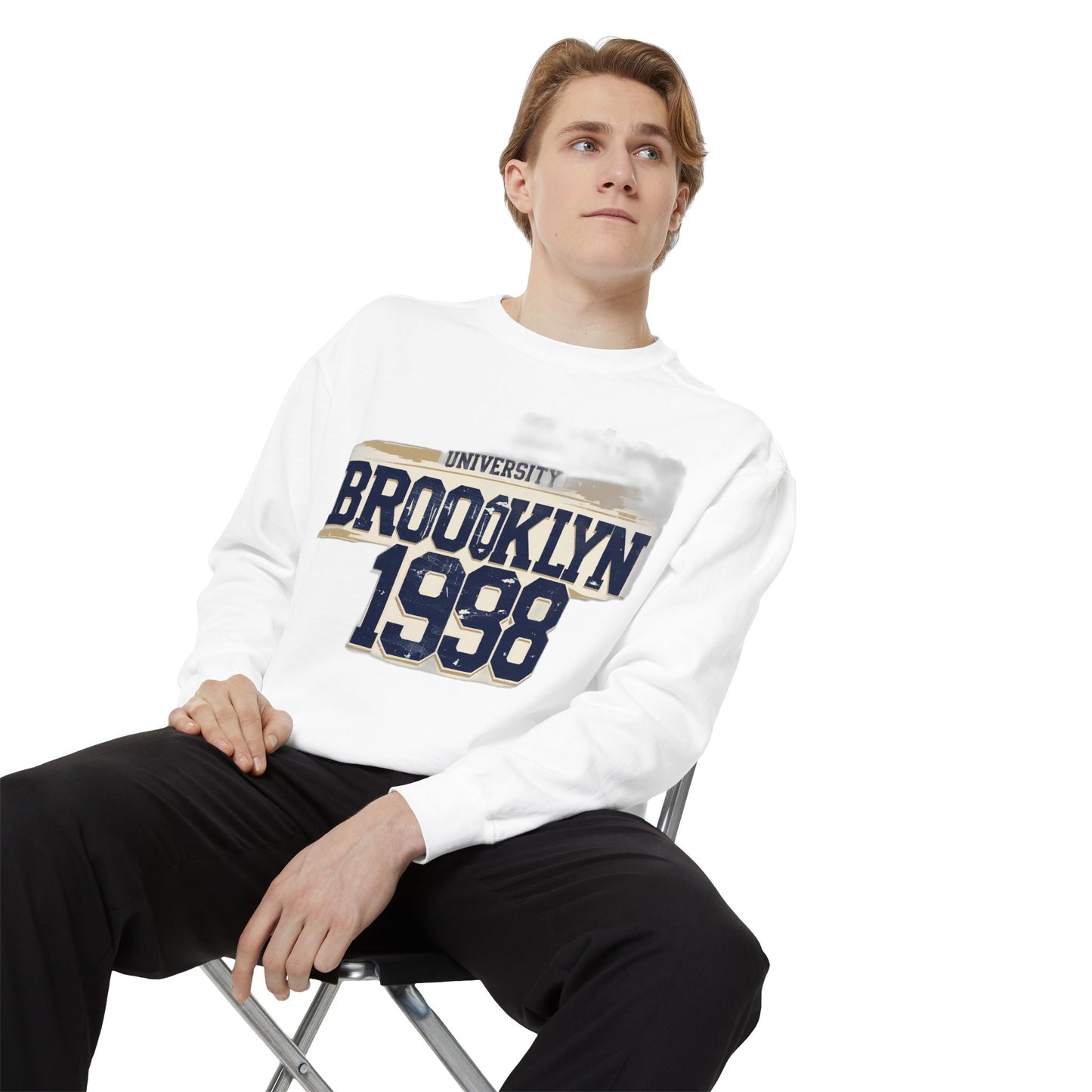 Brooklyn University Vintage Sweat Shirt, Casual Wear, College Apparel, Retro Style