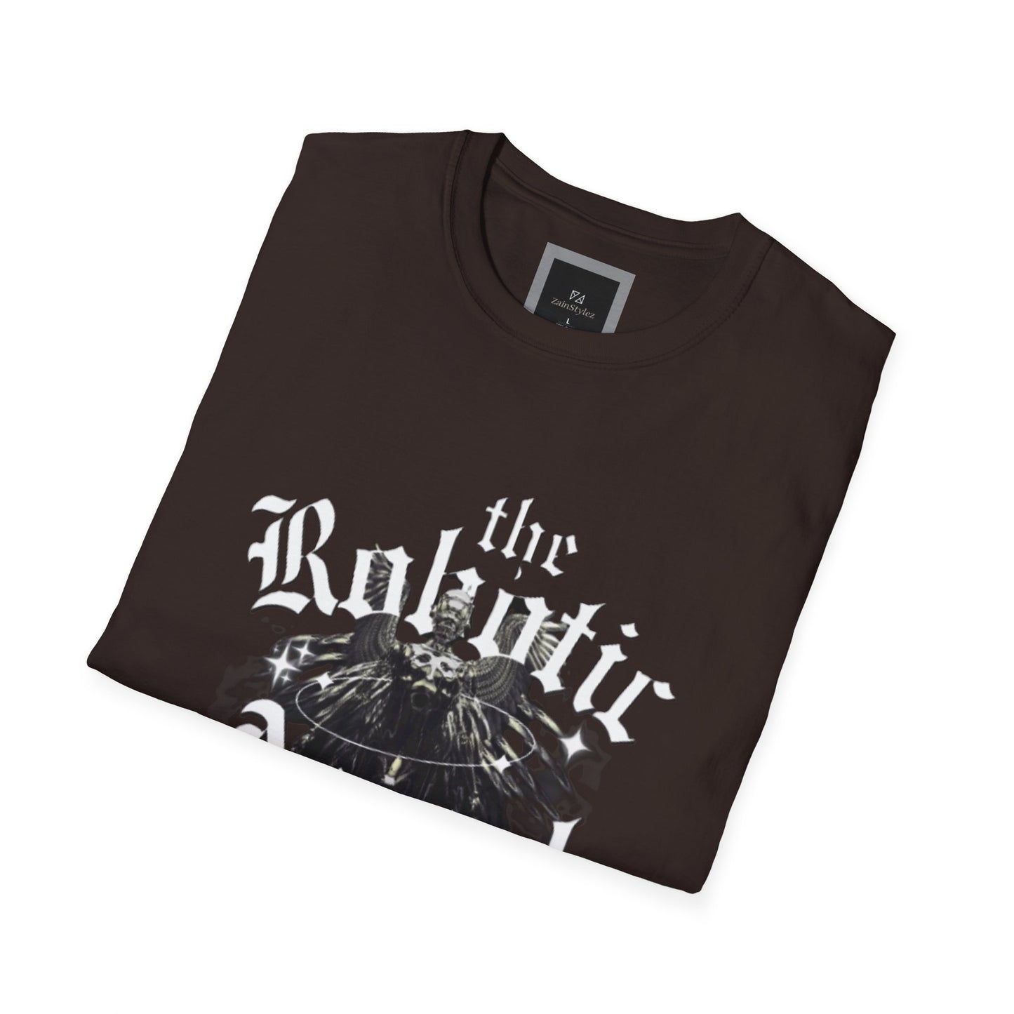 Gothic Graphic Tee | The Robotic Angel | Softstyle T-Shirt | Vintage Streetwear | Art Lover Gift | Casual Outfit Essential