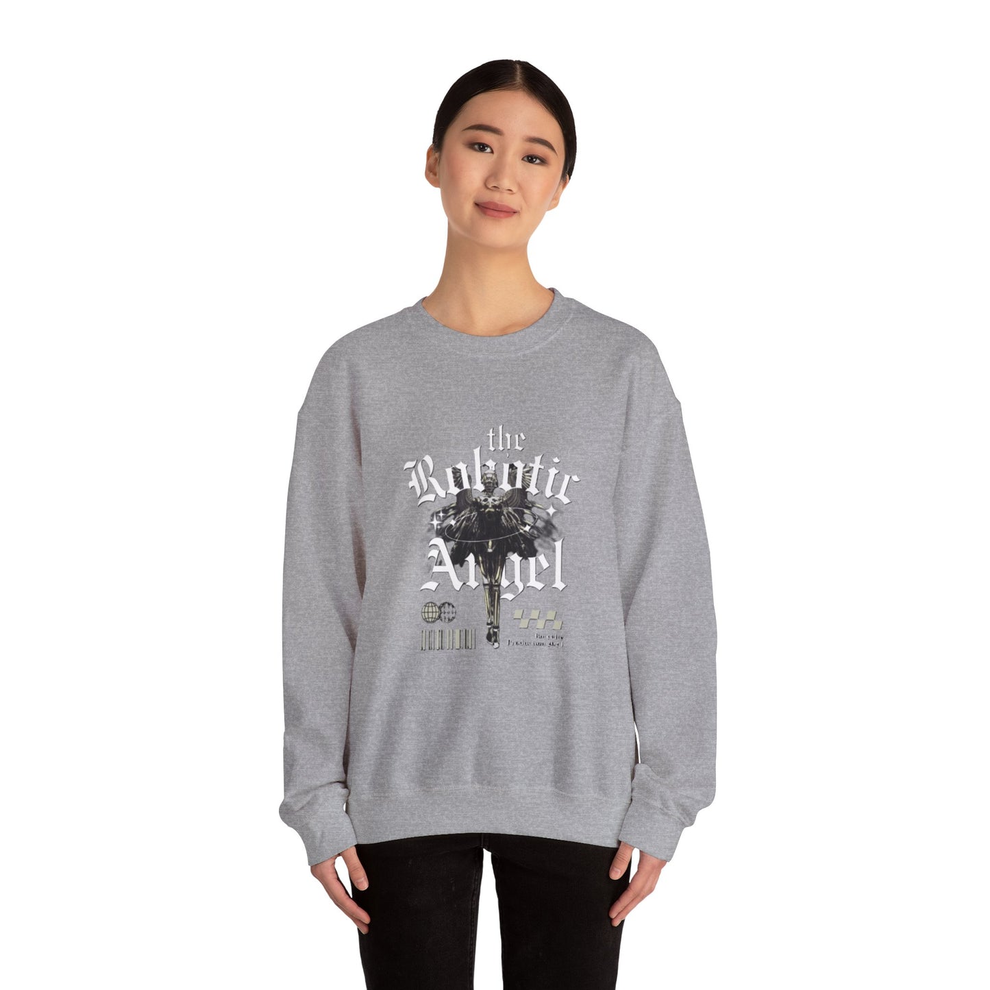 Robotic Angel Sweatshirt, Cozy Crewneck, Unique Graphic Sweatshirt, Perfect Gift, Trendy Streetwear, Perfect for Every Season