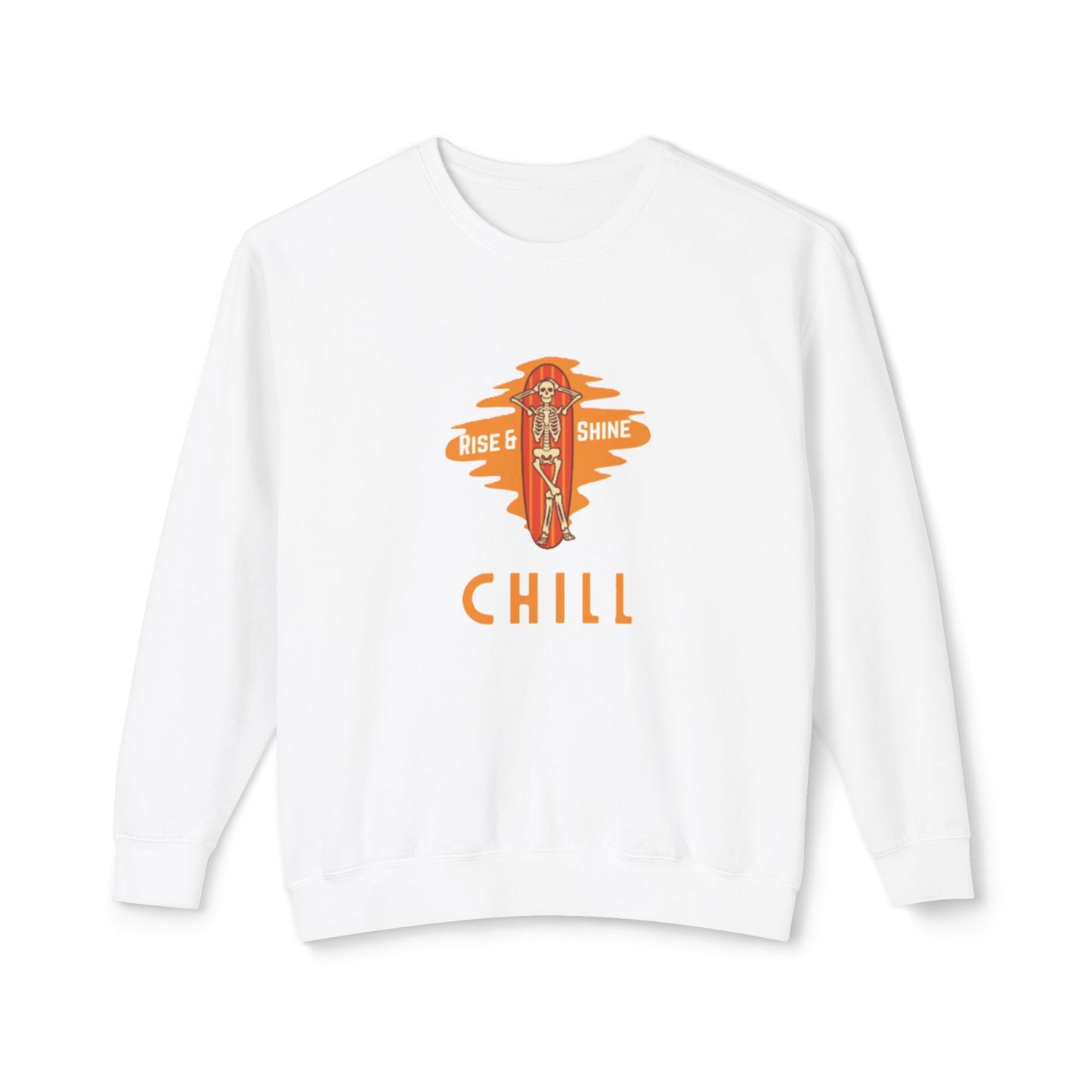 Chill Lightweight Crewneck Sweatshirt, Rise & Shine Graphic, Cozy Lounge Wear, Perfect Gift for Any Occasion, Trendy Fall Fashion