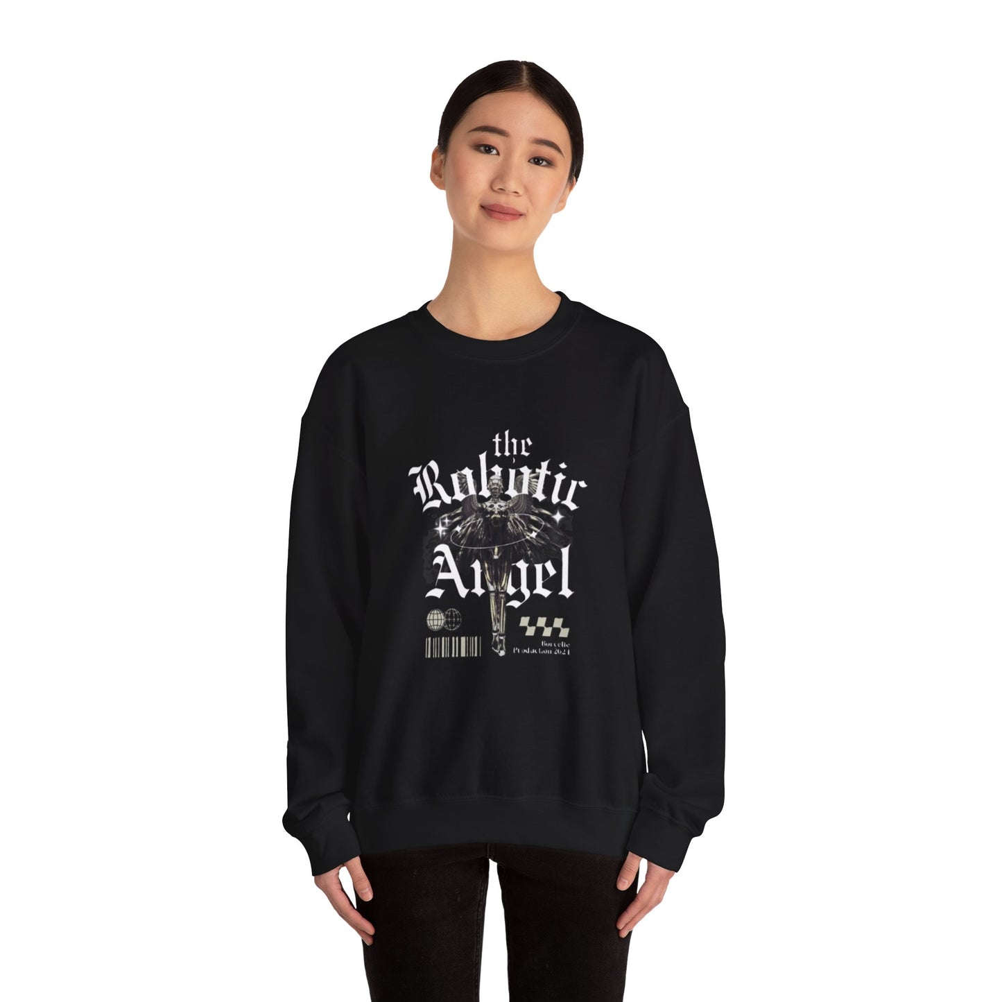 Robotic Angel Sweatshirt, Cozy Crewneck, Unique Graphic Sweatshirt, Perfect Gift, Trendy Streetwear, Perfect for Every Season
