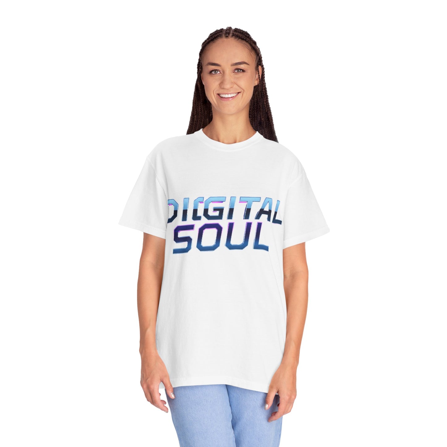 Digital Soul Garment-Dyed T-Shirt, Trendy Graphic Tee, Unique Fashion Statement, Gifts for Tech Lovers, Casual Everyday Wear