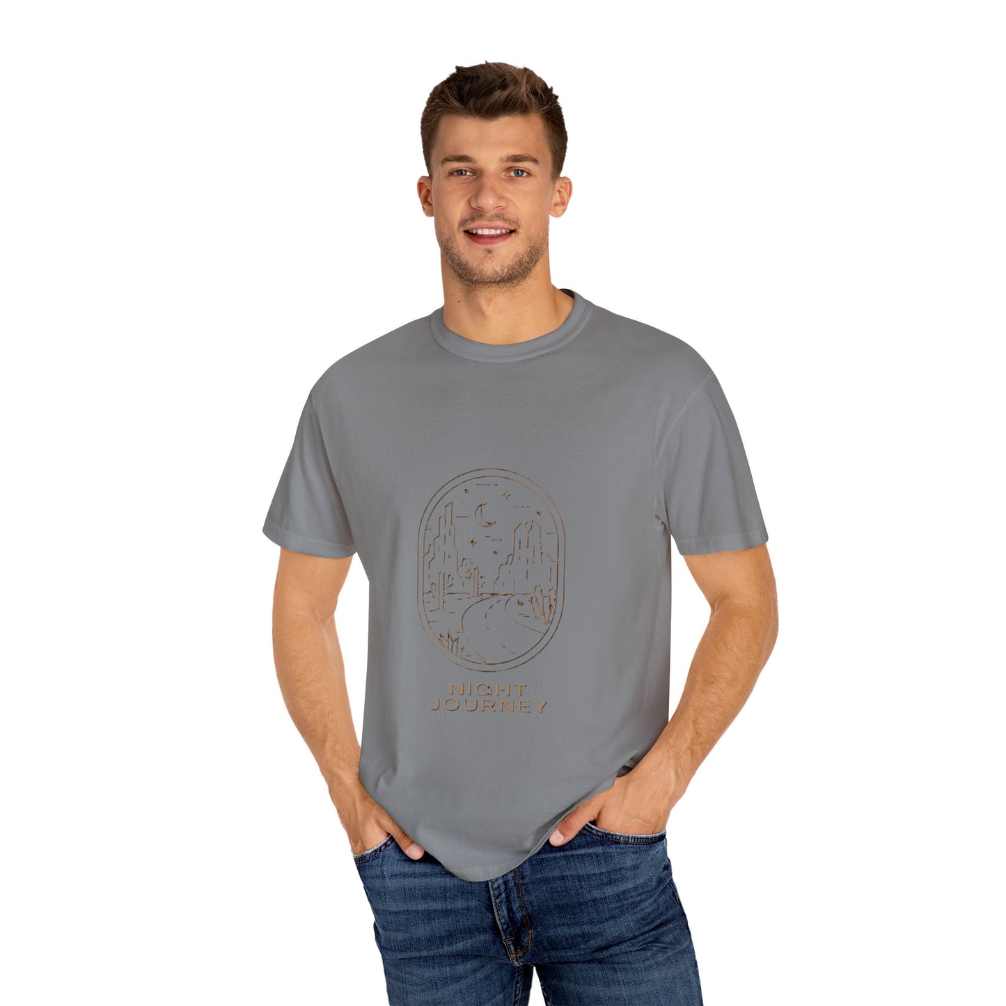 Night Journey Garment-Dyed T-Shirt, Bohemian Tee, Travel Shirt, Adventure Apparel, Gift for Wanderers, Night Sky Fashion