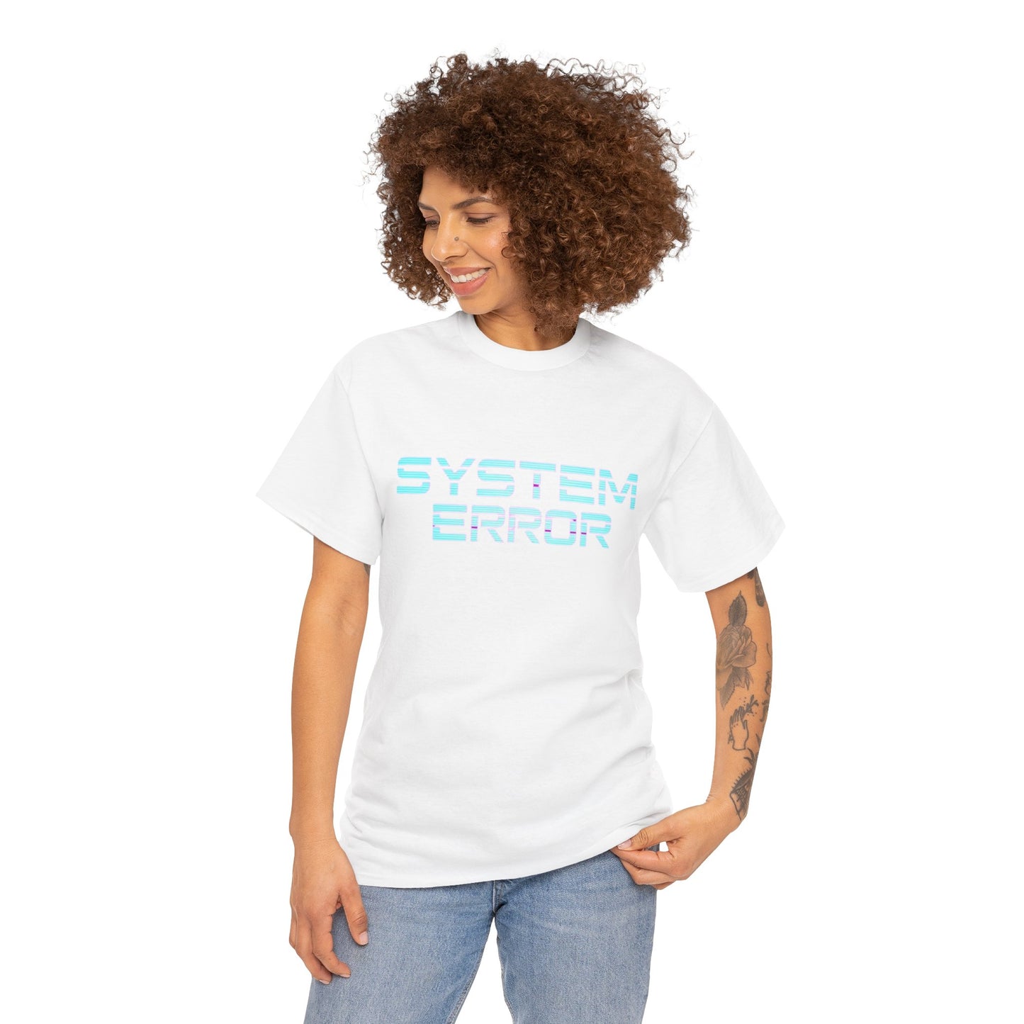 System Error Heavy Cotton Tee, Retro Graphic Shirt, Tech Humor Tee, Casual Everyday Wear, Gift for Geeks, Unique Statement T-Shirt
