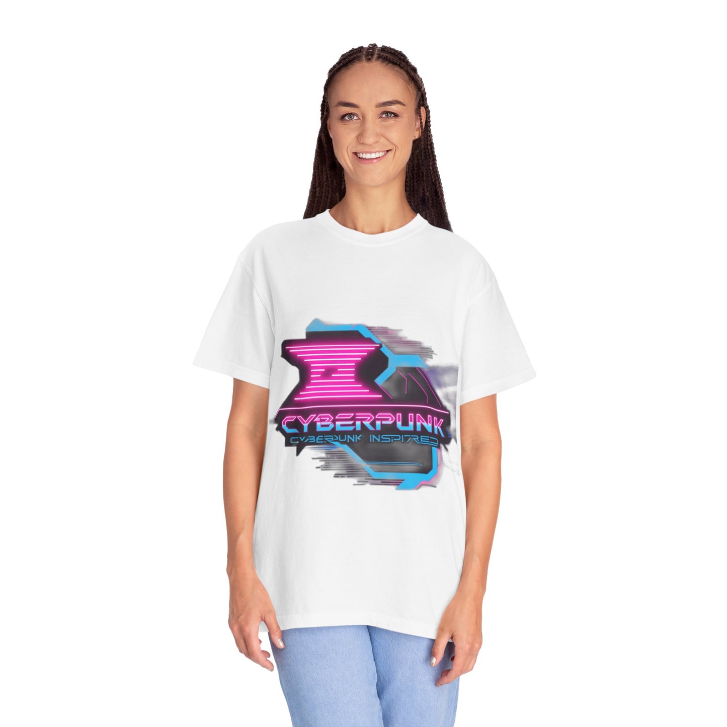 Cyberpunk Garment-Dyed T-shirt, Futuristic Graphic Tee, Casual Wear, Streetwear, Gift for Tech Lovers, Retro Inspired Fashion