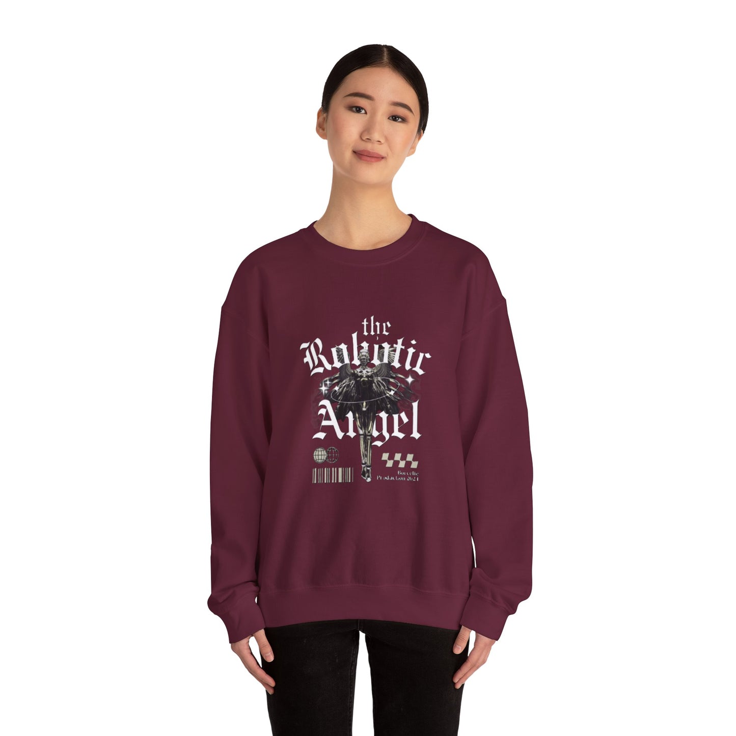 Robotic Angel Sweatshirt, Cozy Crewneck, Unique Graphic Sweatshirt, Perfect Gift, Trendy Streetwear, Perfect for Every Season