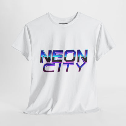 Neon City Heavy Cotton Tee | Retro Graphic Tee, Streetwear Shirt, Gamer Apparel, Festival Clothing, Gift for Him/Her