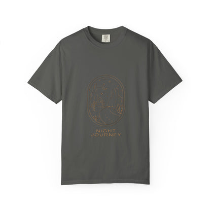 Night Journey Garment-Dyed T-Shirt, Bohemian Tee, Travel Shirt, Adventure Apparel, Gift for Wanderers, Night Sky Fashion