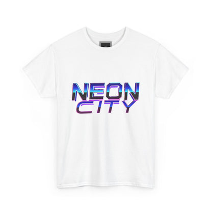 Neon City Heavy Cotton Tee | Retro Graphic Tee, Streetwear Shirt, Gamer Apparel, Festival Clothing, Gift for Him/Her