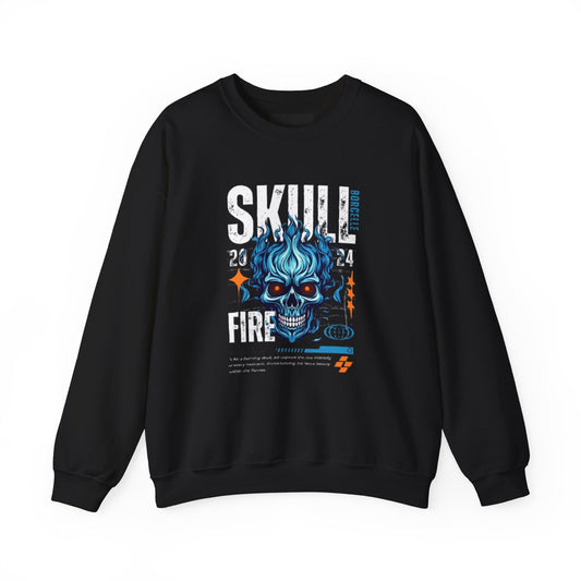 Skull Fire Sweatshirt - Heavy Blend™ Crewneck for Halloween, Casual Wear, Gift, Cozy Fall Fashion