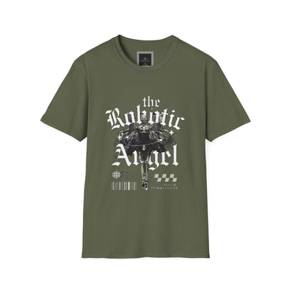 Gothic Graphic Tee | The Robotic Angel | Softstyle T-Shirt | Vintage Streetwear | Art Lover Gift | Casual Outfit Essential