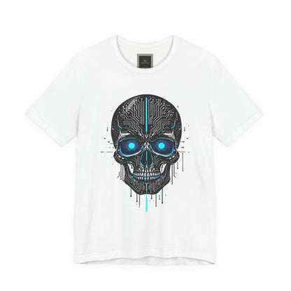 Futuristic Skull Graphic Tee, Cyberpunk Apparel, T-Shirt for Tech Lovers, Unique Gift for Halloween, Edgy Streetwear