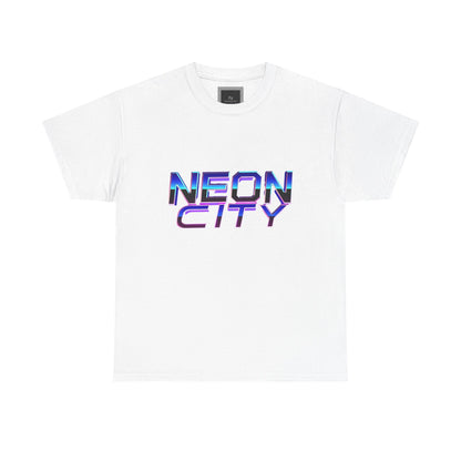Neon City Heavy Cotton Tee | Retro Graphic Tee, Streetwear Shirt, Gamer Apparel, Festival Clothing, Gift for Him/Her
