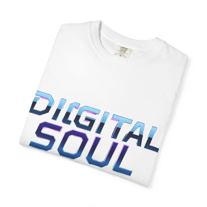 Digital Soul Garment-Dyed T-Shirt, Trendy Graphic Tee, Unique Fashion Statement, Gifts for Tech Lovers, Casual Everyday Wear