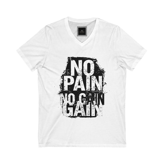 Motivational Fitness Tee - No Pain No Gain, Gym Shirt, Workout Tee, Casual Wear, Fitness Gift, V-Neck