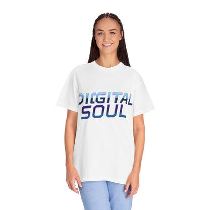 Digital Soul Garment-Dyed T-Shirt, Trendy Graphic Tee, Unique Fashion Statement, Gifts for Tech Lovers, Casual Everyday Wear